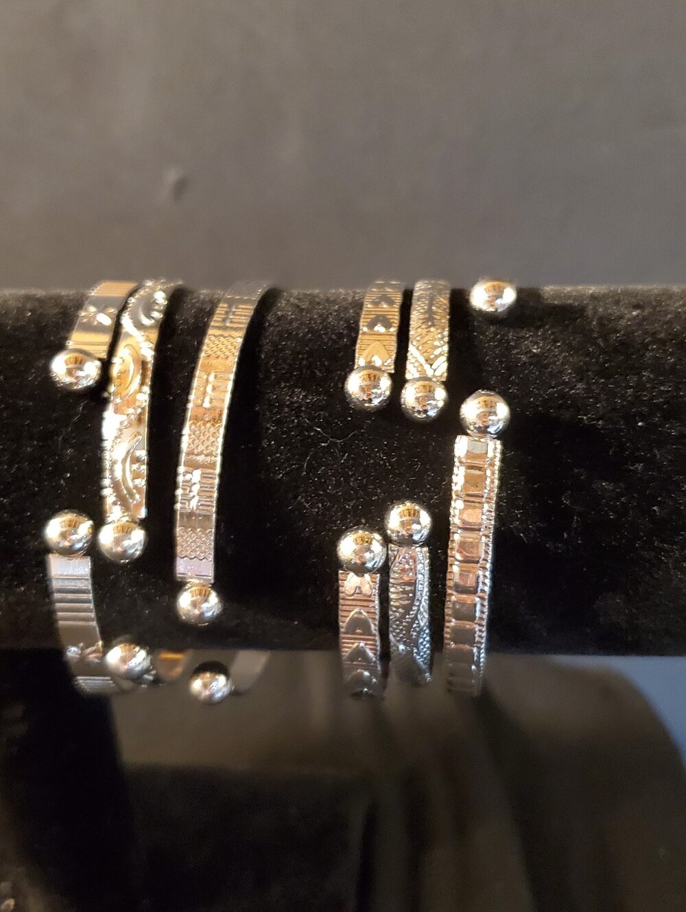 Complete 12-Piece Silver-Tone Stackable Bangle Set - Textured Boho Stack - Picture 3 of 9